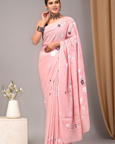 Cotton Mull Block Printed Saree CCTHA0005